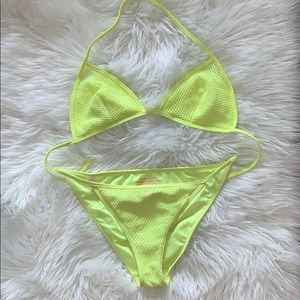 VS crochet neon yellow bikini